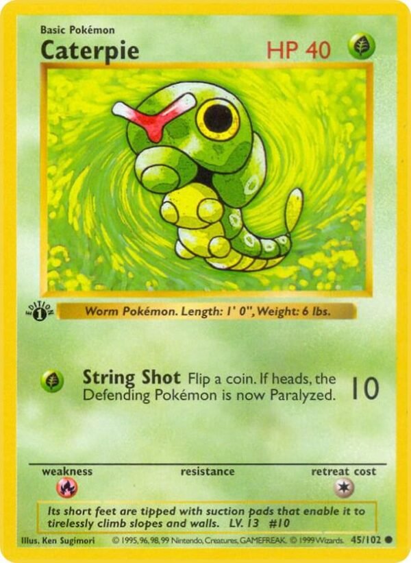 Caterpie 045/102 1st Edition Base Set (Shadowless) Caterpie 045/102 1st Edition Base Set (Shadowless)