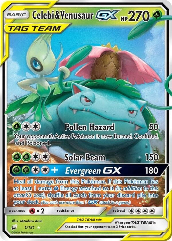 Celebi & Venusaur GX 1/181 Holofoil SM – Team Up