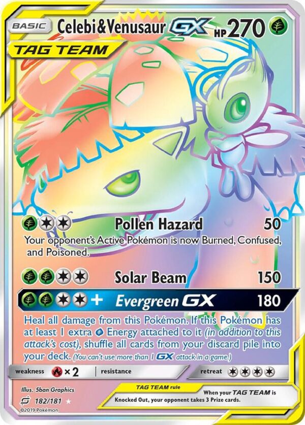 Celebi & Venusaur GX (Secret) 182/181 Holofoil SM – Team Up