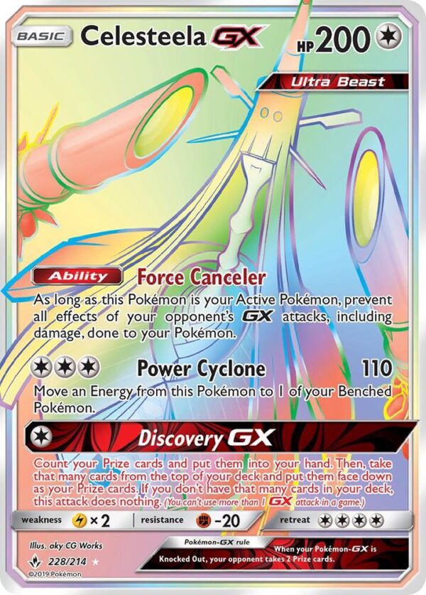Celesteela GX (Secret) 228/214 Holofoil SM – Unbroken Bonds Celesteela GX (Secret) 228/214 Holofoil SM – Unbroken Bonds