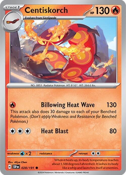 Centiskorch 028/191 Reverse Holofoil SV08: Surging Sparks