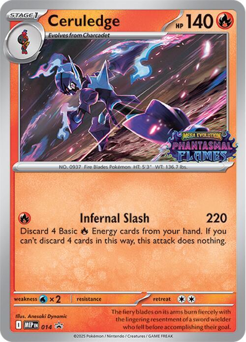 Ceruledge (Prerelease) 14 Holofoil ME: Mega Evolution Promo Ceruledge (Prerelease) 14 Holofoil ME: Mega Evolution Promo