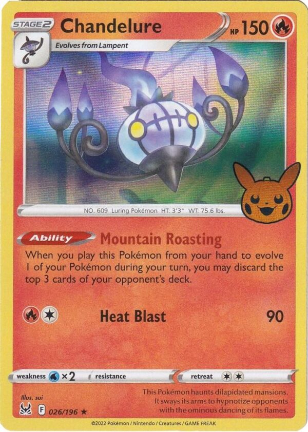 Chandelure 026/196 Holofoil Trick or Trade BOOster Bundle 2023 Chandelure 026/196 Holofoil Trick or Trade BOOster Bundle 2023