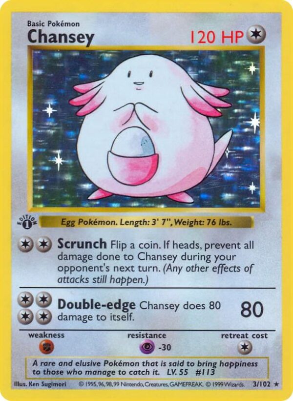 Chansey 003/102 Unlimited Holofoil Base Set (Shadowless) Chansey 003/102 Unlimited Holofoil Base Set (Shadowless)