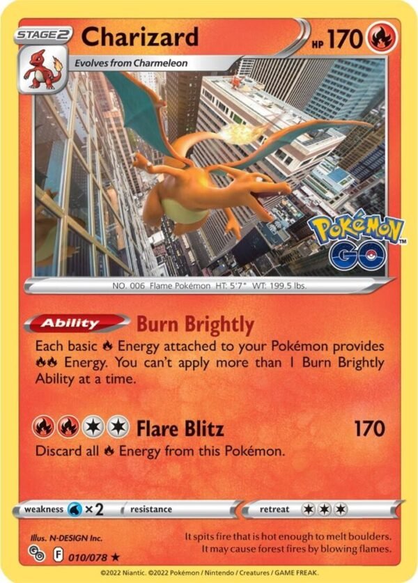 Charizard 010/078 Reverse Holofoil Pokemon GO Charizard 010/078 Reverse Holofoil Pokemon GO