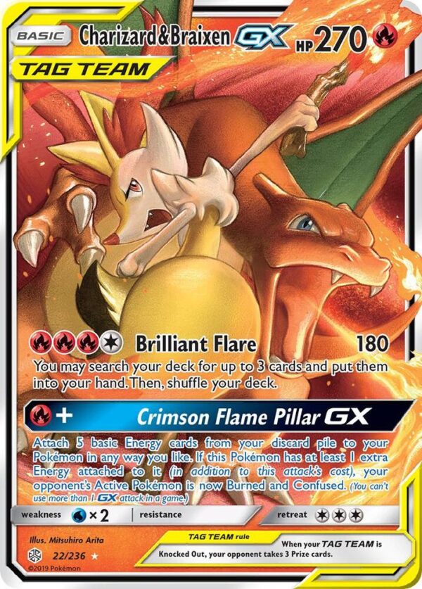 Charizard & Braixen GX 22/236 Holofoil SM – Cosmic Eclipse
