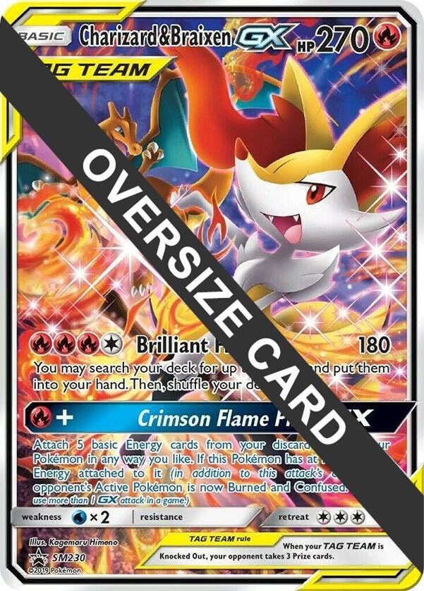Charizard & Braixen GX SM230 (SM Black Star Promo) Holofoil Jumbo Cards