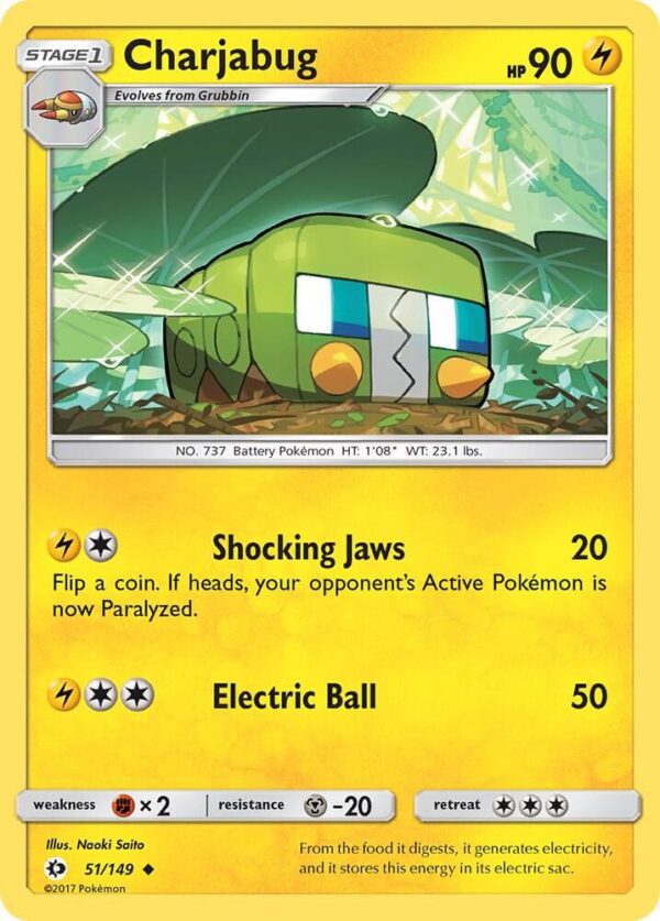 Charjabug 51/149 Reverse Holofoil SM Base Set Charjabug 51/149 Reverse Holofoil SM Base Set
