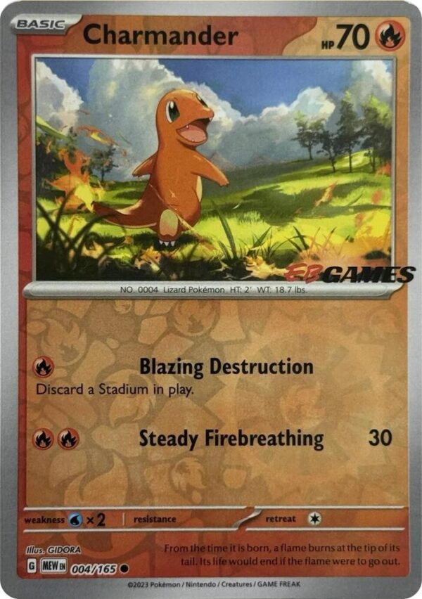 Charmander 004/165 (EBGames Exclusive) Reverse Holofoil Miscellaneous Cards & Products Charmander 004/165 (EBGames Exclusive) Reverse Holofoil Miscellaneous Cards & Products
