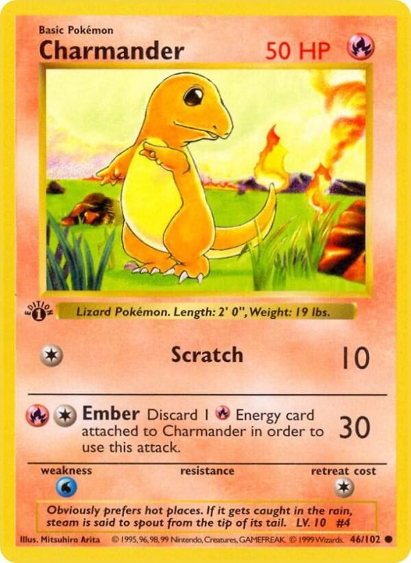 Charmander 046/102 1st Edition Base Set (Shadowless)