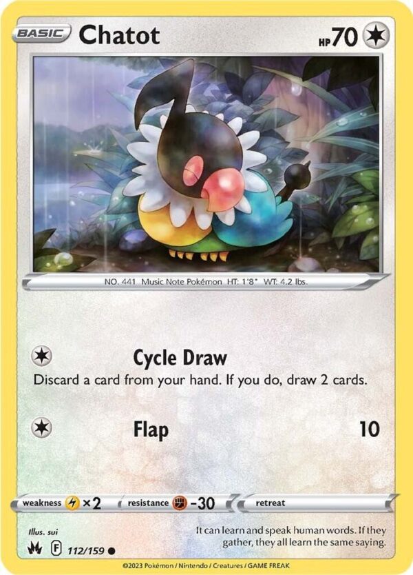 Chatot 112/159 Reverse Holofoil Crown Zenith Chatot 112/159 Reverse Holofoil Crown Zenith