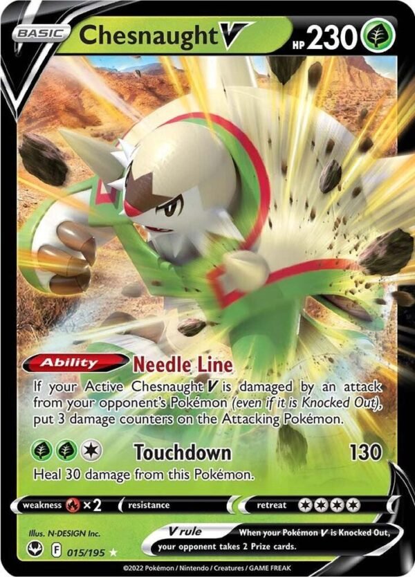 Chesnaught V 015/195 Holofoil SWSH12: Silver Tempest Chesnaught V 015/195 Holofoil SWSH12: Silver Tempest