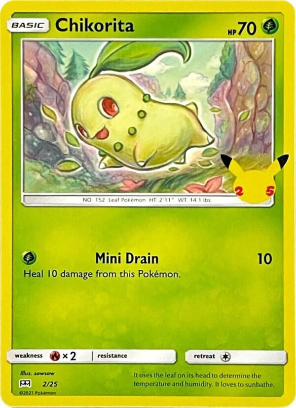 Chikorita 2/25 002/025 Holofoil McDonald’s 25th Anniversary Promos Chikorita 2/25 002/025 Holofoil McDonald’s 25th Anniversary Promos