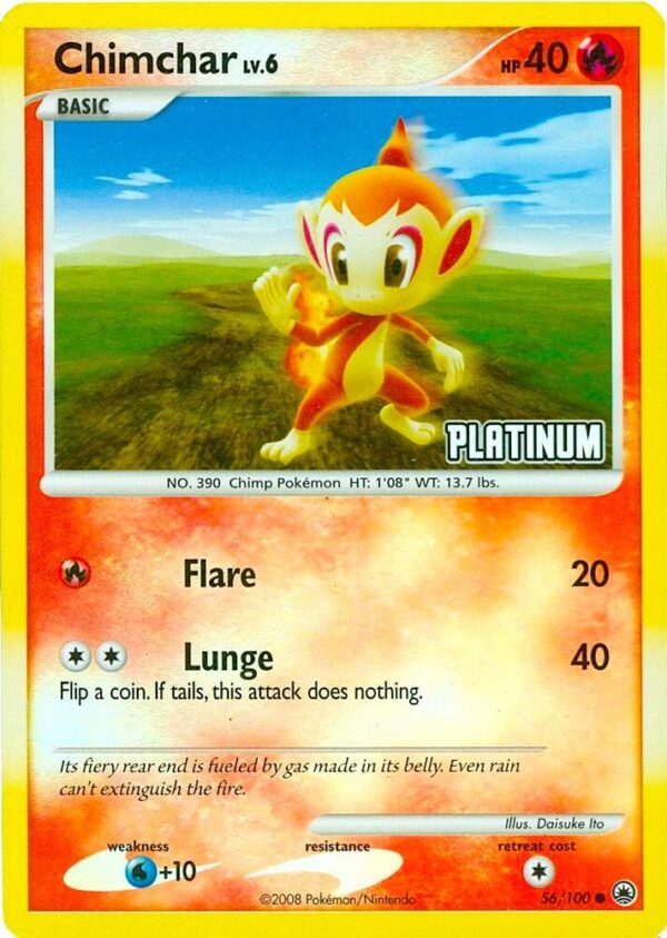 Chimchar 56/100 [Platinum] 056/100 Reverse Holofoil Burger King Promos