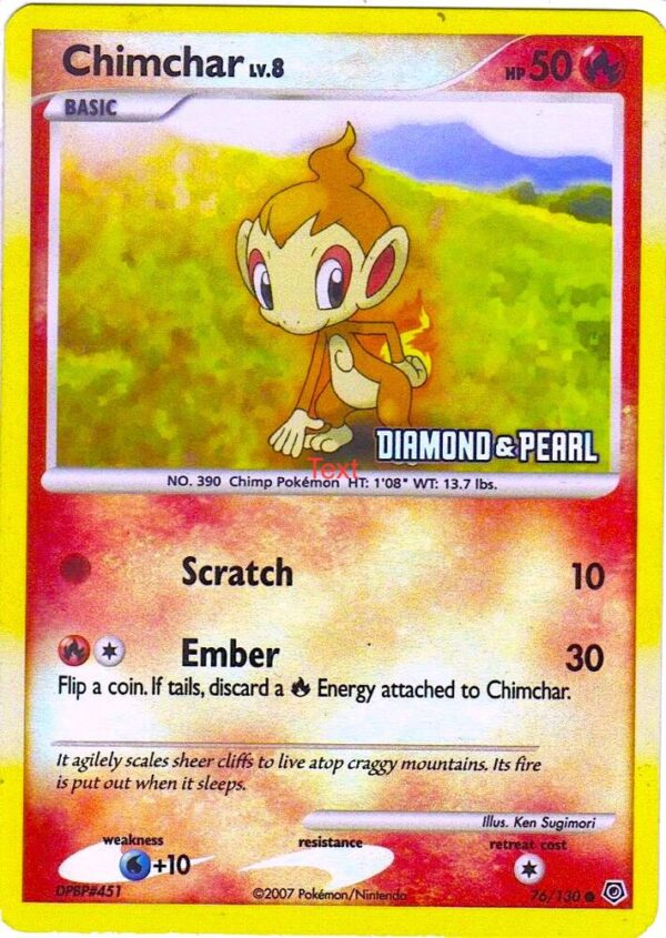 Chimchar 76/130 [Diamond & Pearl] 076/130 Reverse Holofoil Burger King Promos