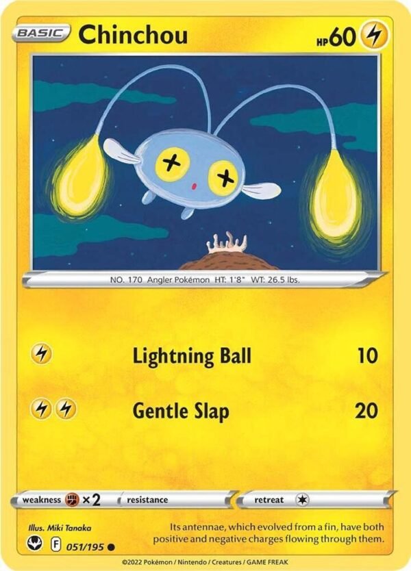 Chinchou 051/195 Reverse Holofoil SWSH12: Silver Tempest