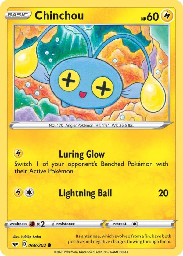 Chinchou (068) 068/202 Normal SWSH01: Sword & Shield Base Set Chinchou (068) 068/202 Normal SWSH01: Sword & Shield Base Set