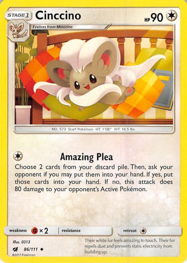 Cinccino 86/111 Normal SM – Crimson Invasion Cinccino 86/111 Normal SM – Crimson Invasion
