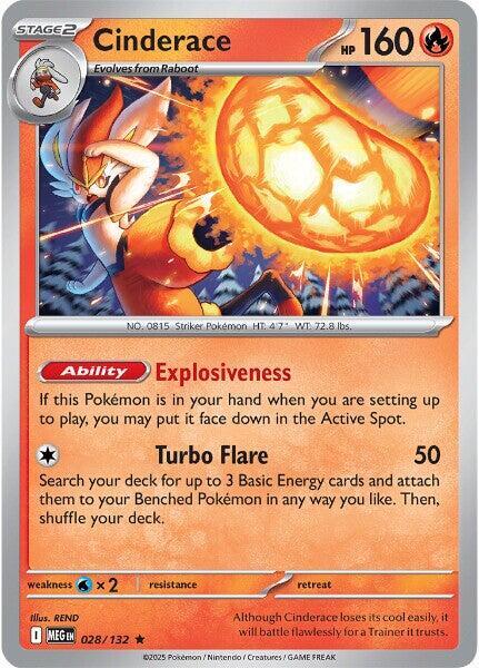 Cinderace 028/132 Reverse Holofoil ME01: Mega Evolution
