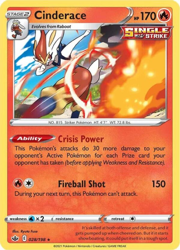 Cinderace 028/198 Holofoil SWSH06: Chilling Reign
