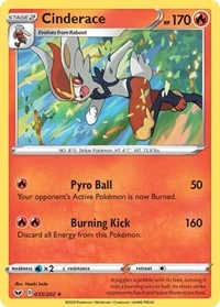 Cinderace (035) | 035/202 | Holofoil | SWSH01: Sword & Shield Base Set