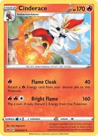 Cinderace (036) | 036/202 | Reverse Holofoil | SWSH01: Sword & Shield Base Set