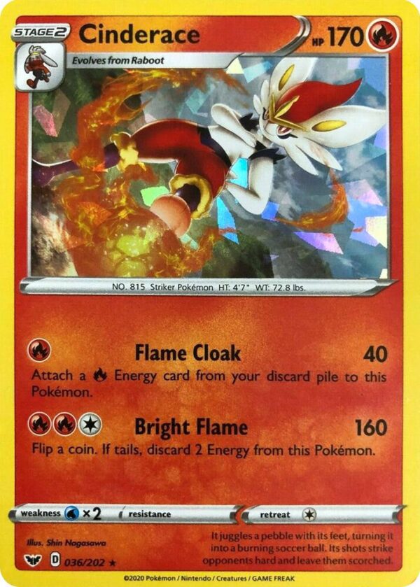 Cinderace 036/202 (Cracked Ice Holo) Holofoil Deck Exclusives