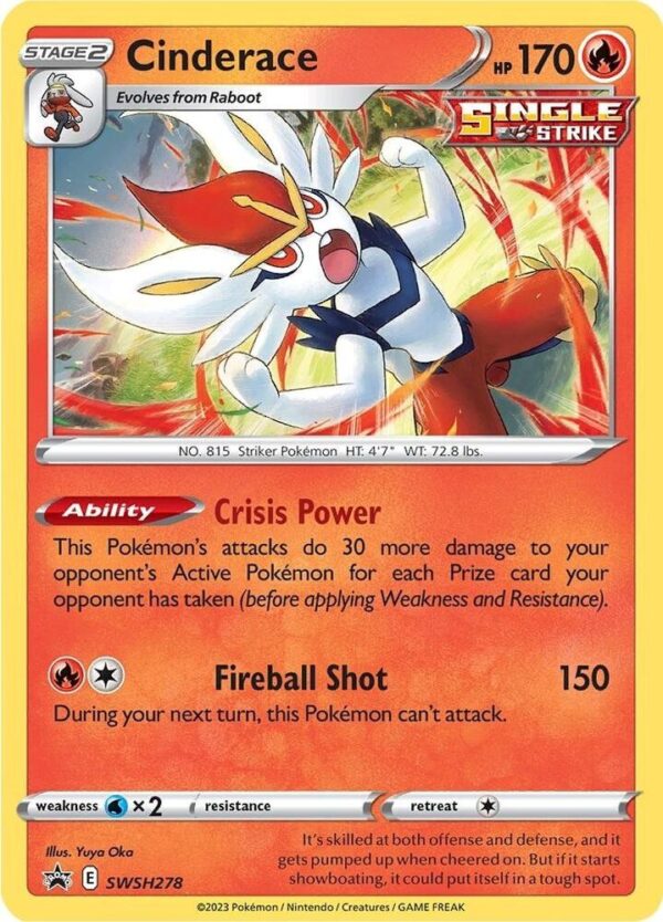 Cinderace SWSH278 Holofoil SWSH: Sword & Shield Promo Cards Cinderace SWSH278 Holofoil SWSH: Sword & Shield Promo Cards