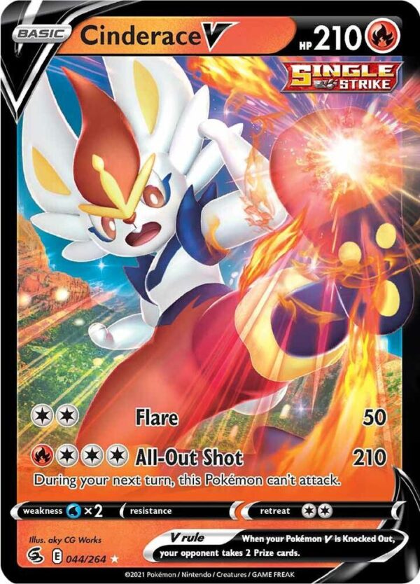 Cinderace V (44) 044/264 Holofoil SWSH08: Fusion Strike Cinderace V (44) 044/264 Holofoil SWSH08: Fusion Strike