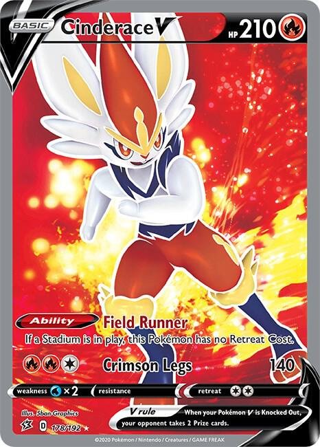 Cinderace V (Full Art) 178/192 Holofoil SWSH02: Rebel Clash Cinderace V (Full Art) 178/192 Holofoil SWSH02: Rebel Clash