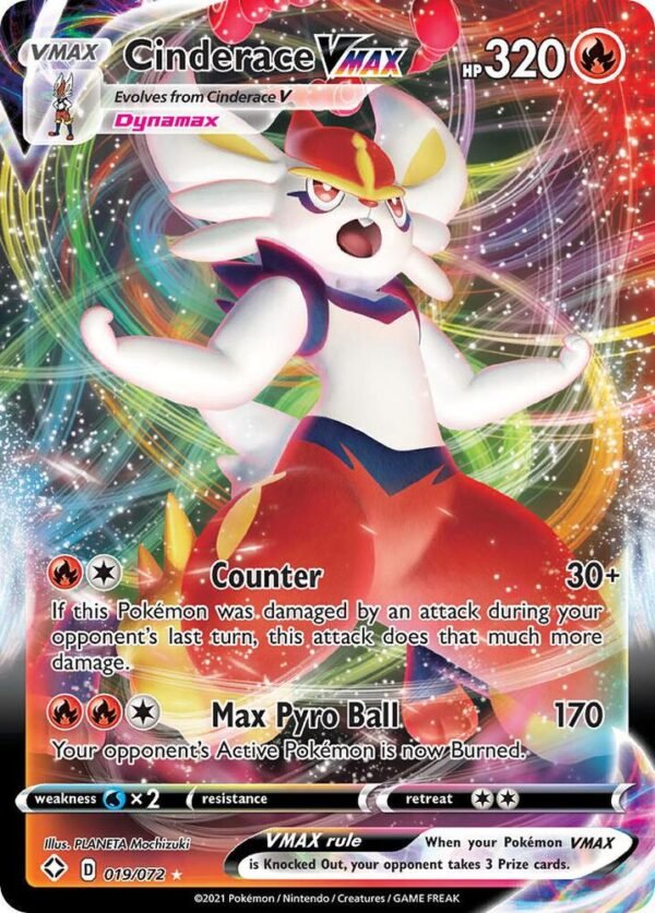 Cinderace VMAX 019/072 Holofoil Shining Fates Cinderace VMAX 019/072 Holofoil Shining Fates