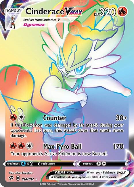Cinderace VMAX (Secret) 194/192 Holofoil SWSH02: Rebel Clash