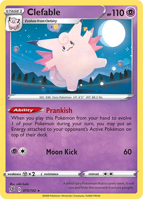 Clefable 075/192 Reverse Holofoil SWSH02: Rebel Clash