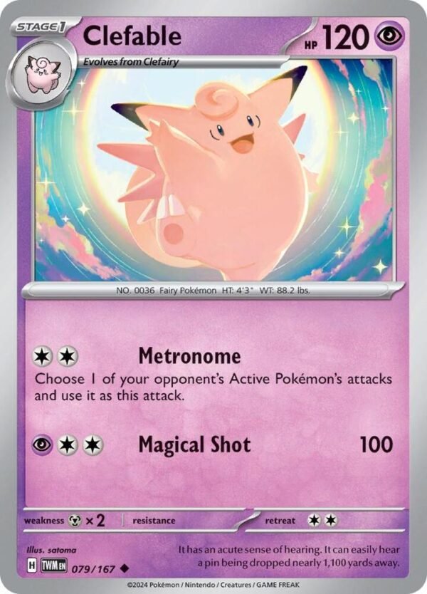 Clefable 079/167 Reverse Holofoil SV06: Twilight Masquerade Clefable 079/167 Reverse Holofoil SV06: Twilight Masquerade