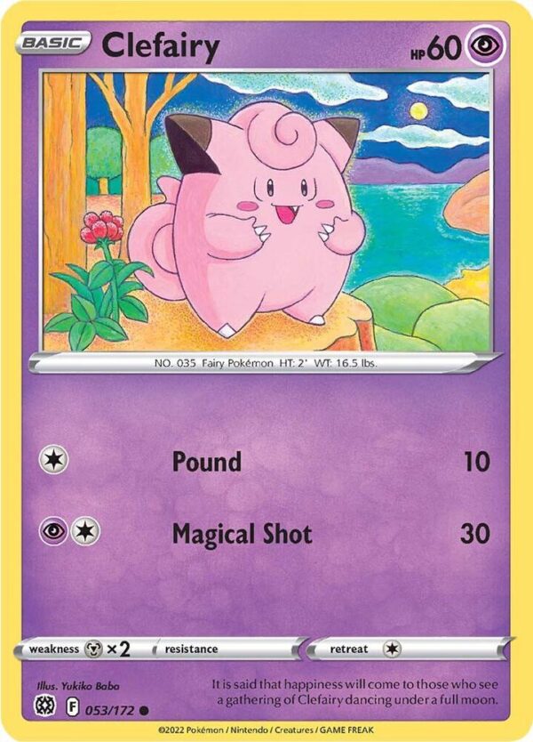 Clefairy 053/172 Reverse Holofoil SWSH09: Brilliant Stars Clefairy 053/172 Reverse Holofoil SWSH09: Brilliant Stars