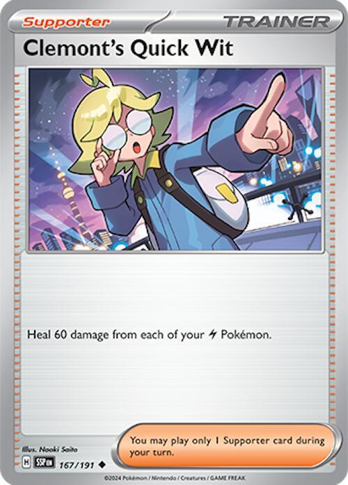 Clemont’s Quick Wit 167/191 Reverse Holofoil SV08: Surging Sparks