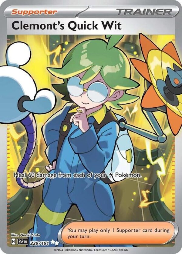 Clemont’s Quick Wit 229/191 Holofoil SV08: Surging Sparks