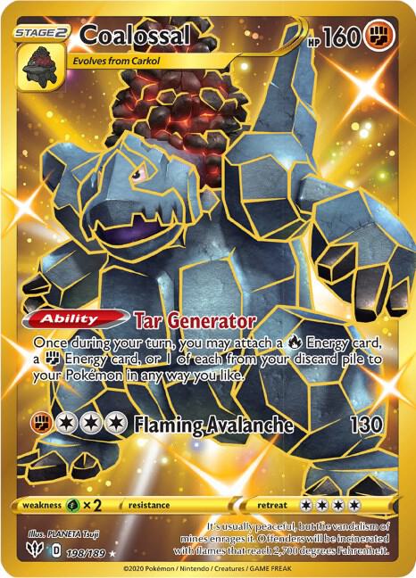 Coalossal (Secret) 198/189 Holofoil SWSH03: Darkness Ablaze