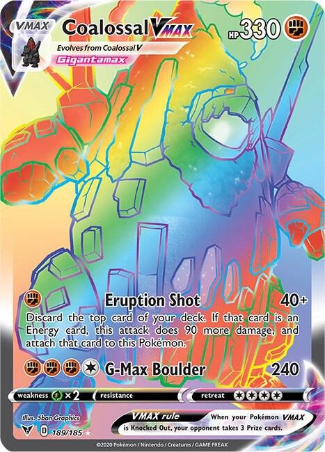 Coalossal VMAX (Secret) 189/185 Holofoil SWSH04: Vivid Voltage Coalossal VMAX (Secret) 189/185 Holofoil SWSH04: Vivid Voltage