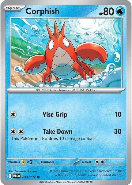 Corphish 033/132 Reverse Holofoil ME01: Mega Evolution Corphish 033/132 Reverse Holofoil ME01: Mega Evolution