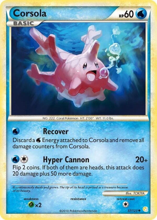 Corsola 37/123 Reverse Holofoil HeartGold SoulSilver Corsola 37/123 Reverse Holofoil HeartGold SoulSilver