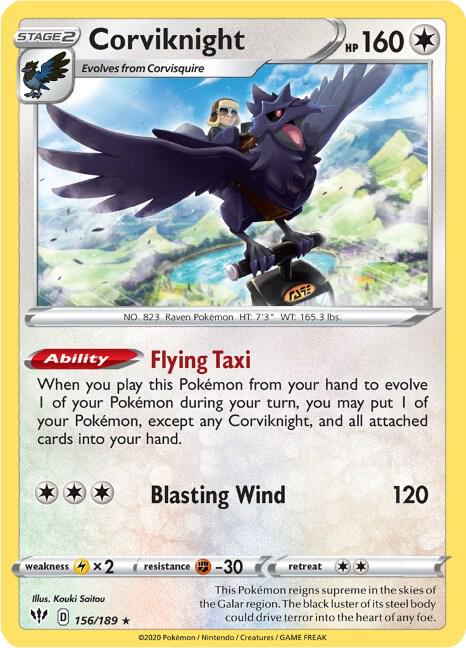 Corviknight 156/189 Reverse Holofoil SWSH03: Darkness Ablaze Corviknight 156/189 Reverse Holofoil SWSH03: Darkness Ablaze