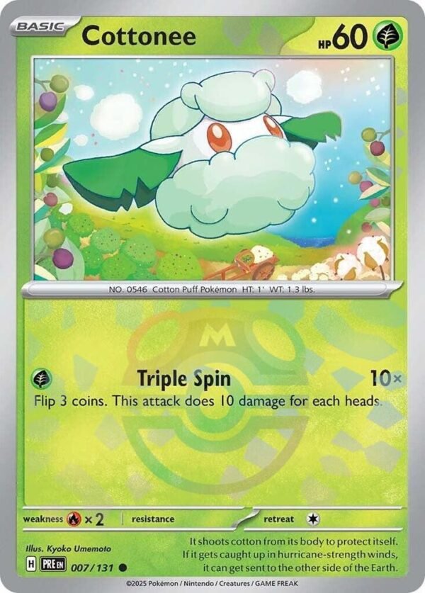 Cottonee (Master Ball Pattern) 007/131 Holofoil SV: Prismatic Evolutions Cottonee (Master Ball Pattern) 007/131 Holofoil SV: Prismatic Evolutions