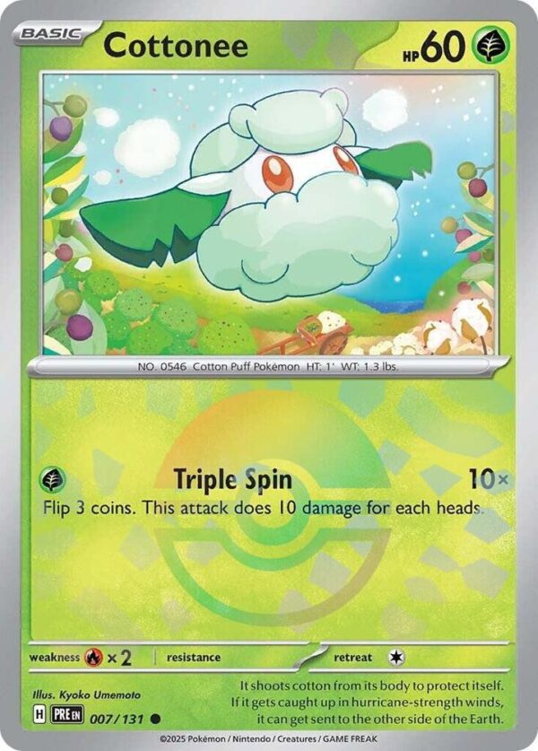 Cottonee (Poke Ball Pattern) 007/131 Holofoil SV: Prismatic Evolutions Cottonee (Poke Ball Pattern) 007/131 Holofoil SV: Prismatic Evolutions