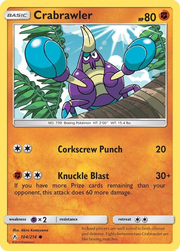 Crabrawler 104/214 Normal SM – Unbroken Bonds