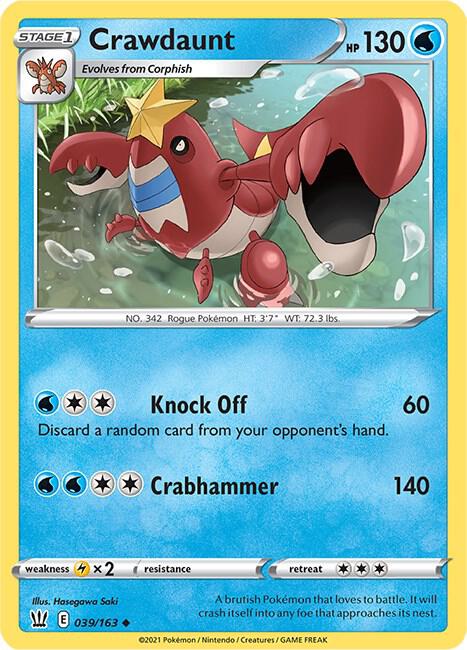 Crawdaunt 039/163 Normal SWSH05: Battle Styles Crawdaunt 039/163 Normal SWSH05: Battle Styles