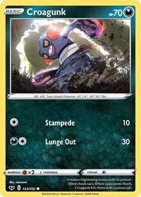 Croagunk | 123/202 | Reverse Holofoil | SWSH01: Sword & Shield Base Set Croagunk | 123/202 | Reverse Holofoil | SWSH01: Sword & Shield Base Set