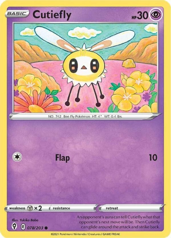 Cutiefly 078/203 Reverse Holofoil SWSH07: Evolving Skies Cutiefly 078/203 Reverse Holofoil SWSH07: Evolving Skies