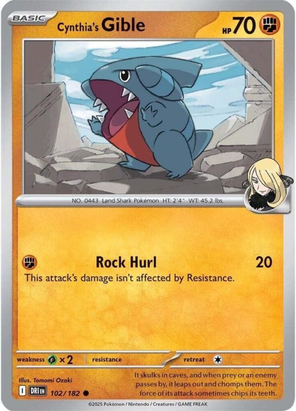 Cynthia’s Gible 102/182 Reverse Holofoil SV10: Destined Rivals