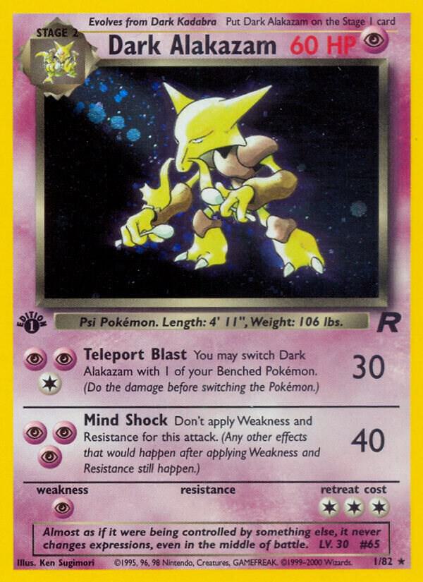 Dark Alakazam (1) 01/82 Unlimited Holofoil Team Rocket Dark Alakazam (1) 01/82 Unlimited Holofoil Team Rocket